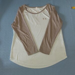 Under Armour Women's Long Sleeve Raglan Top - Taupe Sleeves & Cream Body